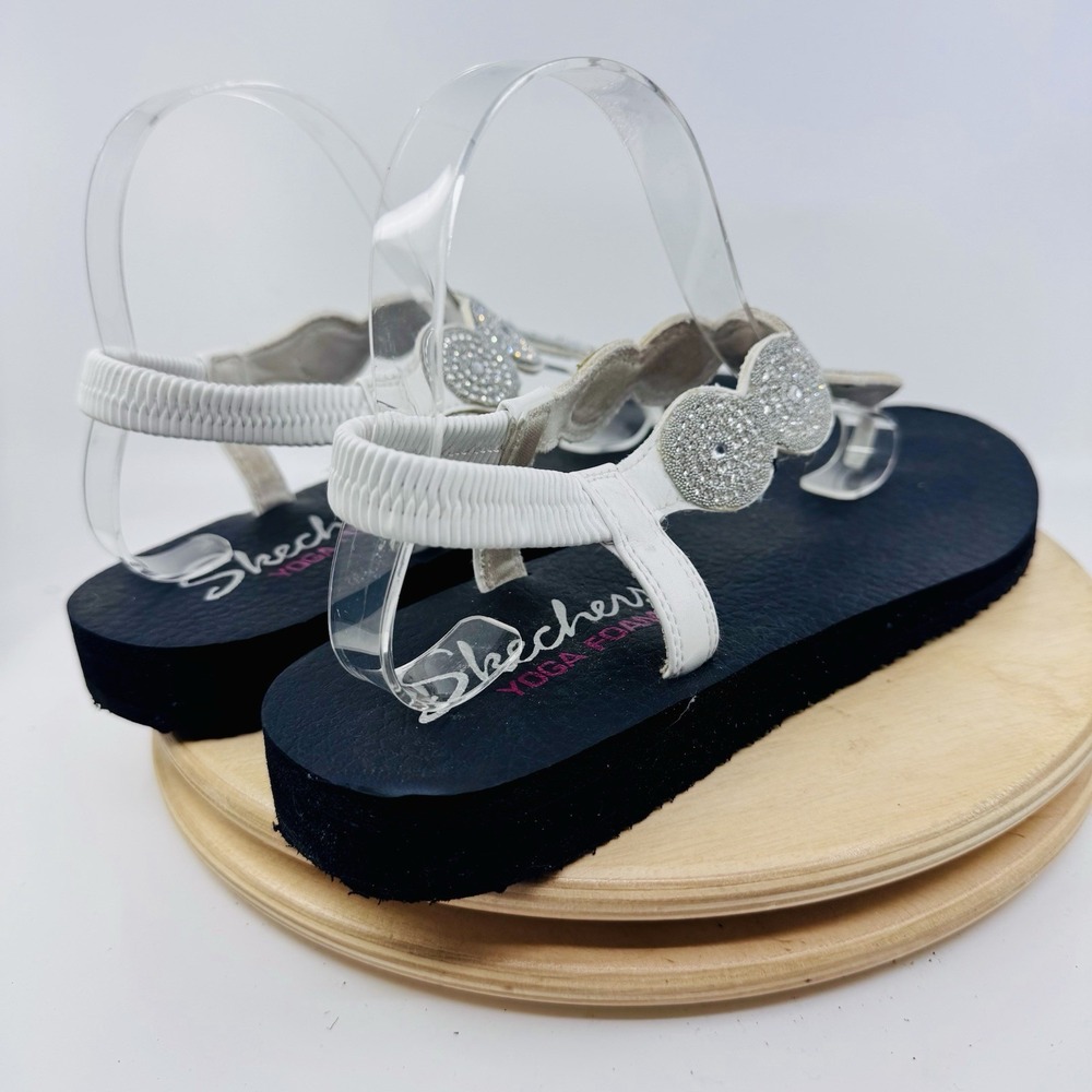 Skechers Meditation Stars Sparkle Shoes Womens 10 White Thong Sandals - Picture 4 of 5
